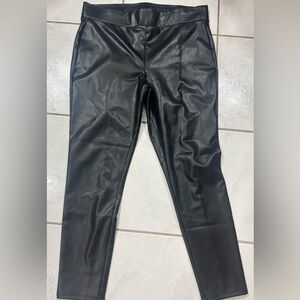 LOFT Black Faux Leather-Style Pants